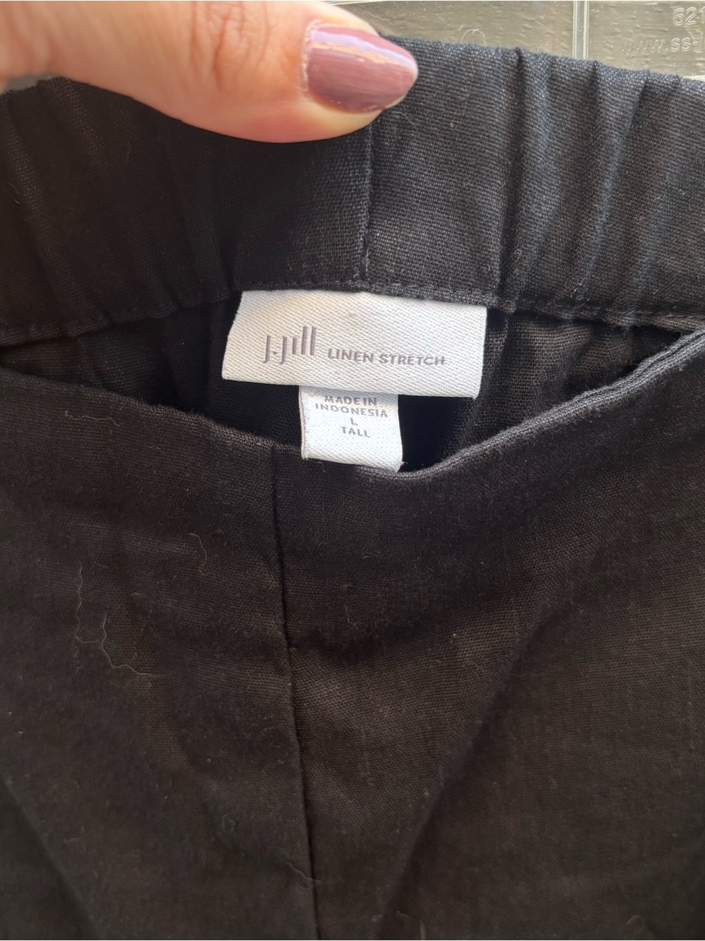J. Jill Linen Stretch Black Ankle Pants L Tall Button Hem Work Career - Picture 3 of 5